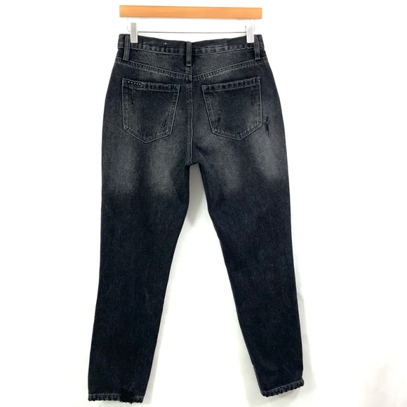 ♻️DONATED♻️ BLANKNYC Distressed Jeans The Rivington High Rise Tapered Black K21 - Picture 6 of 11